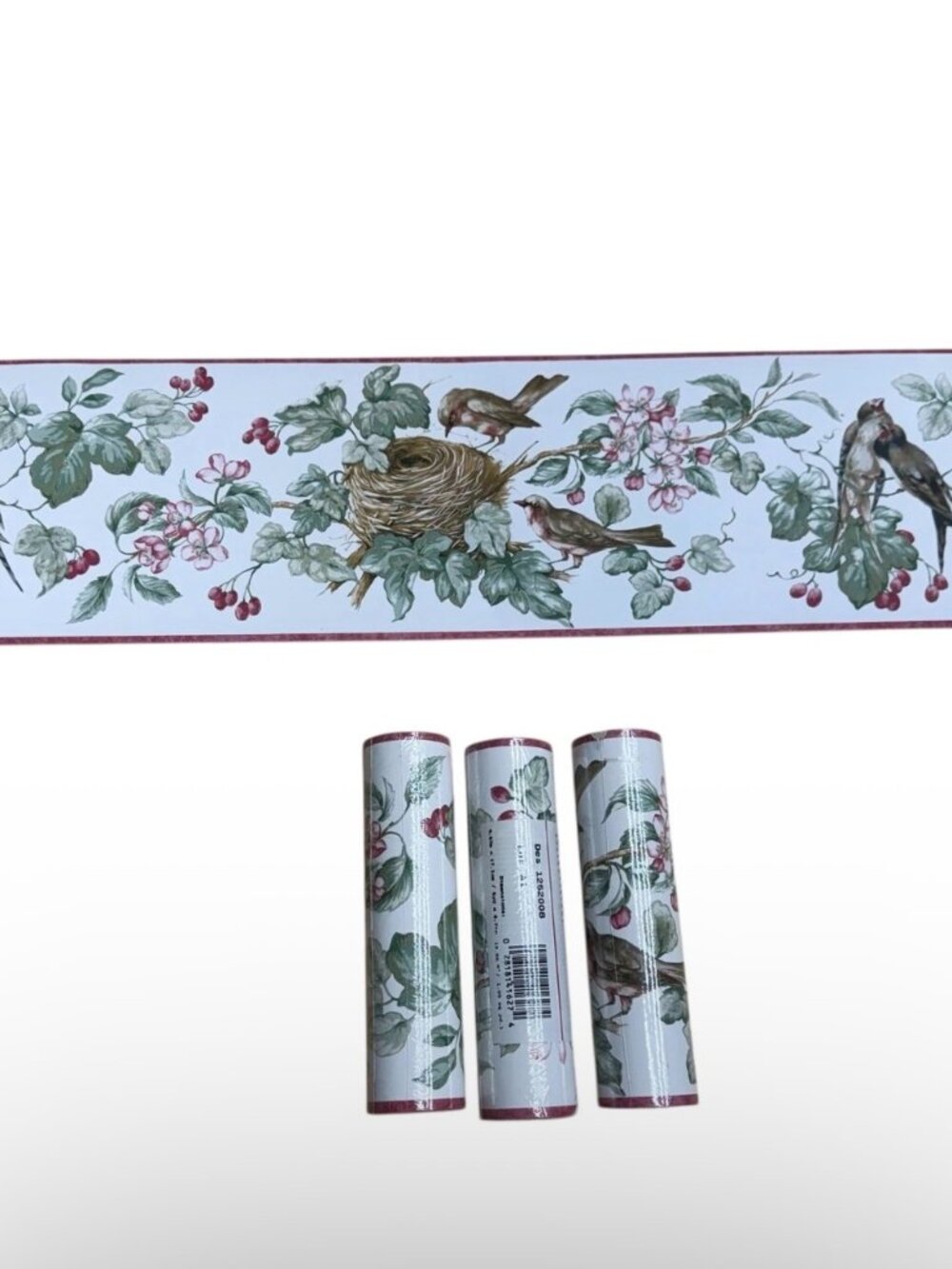 Sunworthy Vintage Wallpaper Border Birds Nest Floral Vines 15 yards 3 Rolls NEW